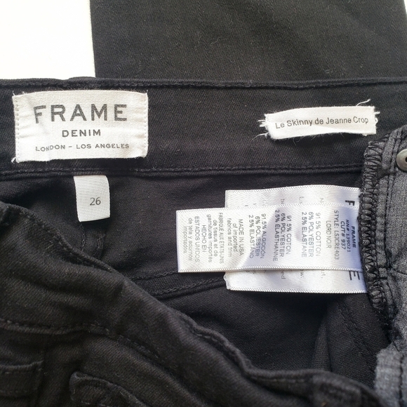 Frame Le Skinny Jeanne Crop Raw Hem Distressed Black Jeans Size 26 - Picture 11 of 14